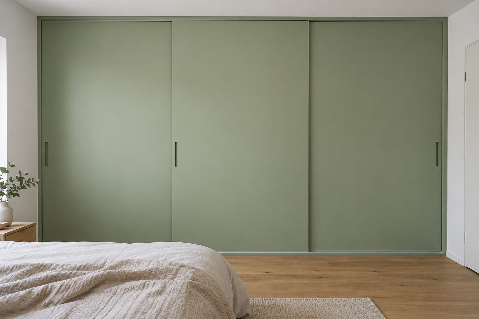 Einbauschrank foliert in Salbeigrün matt
