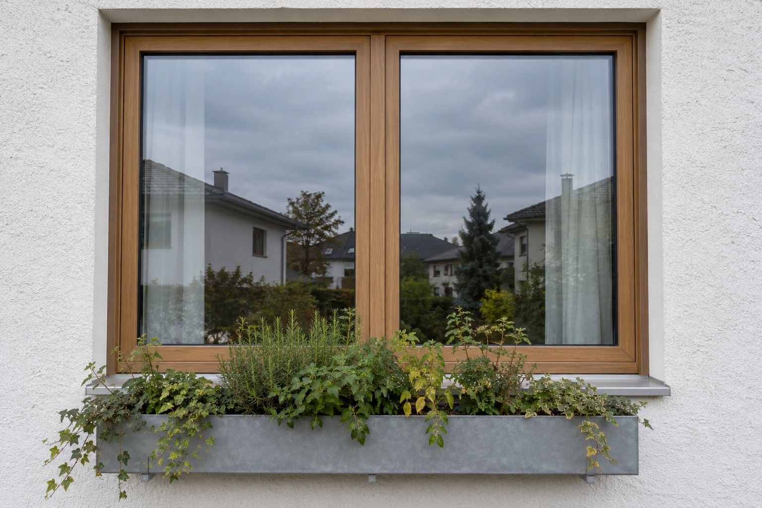 Folierte Fensterrahmen in Holzoptik