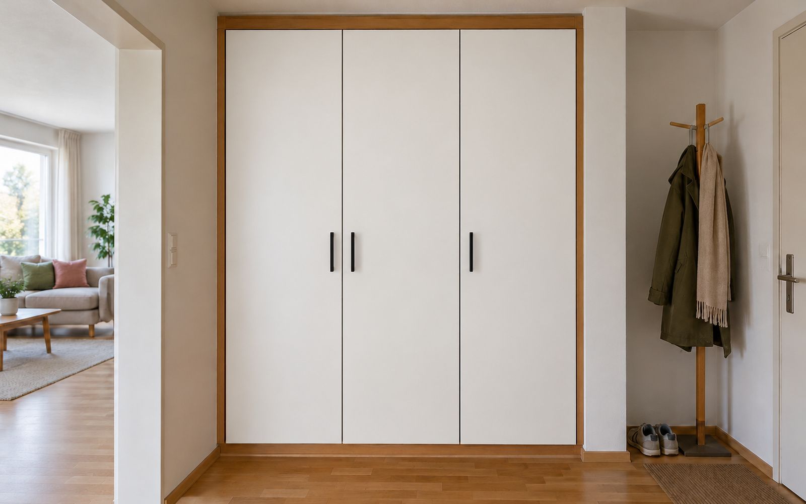 Derselbe Einbauschrank nach der Folierung in Weiss matt